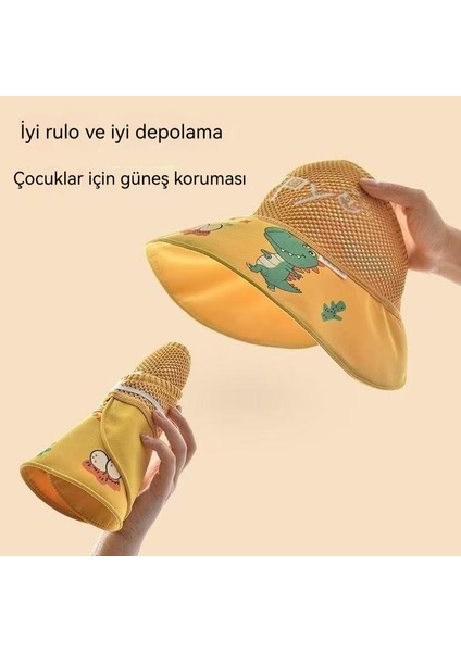 Çocuk Karikatür Açık Güneş Gölgesi Boş Üst Büyük Kenarlı Güneş Koruma Şapkası (Yurt Dışından)