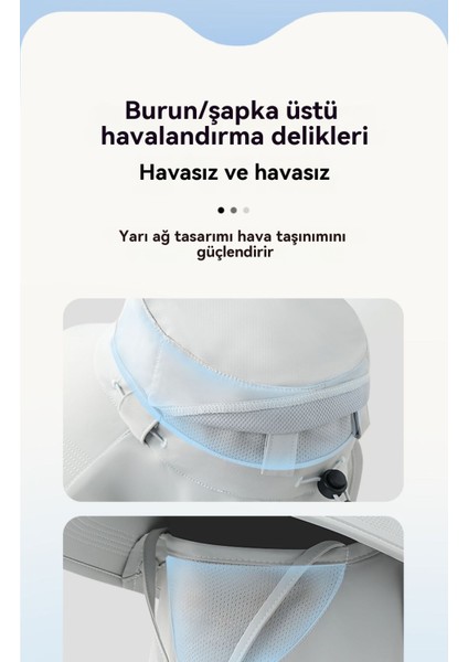 Tam Koruma Çıkarılabilir Fonksiyonel Nefes Alabilir Yüz ve Boyun Koruyucu Güneş Şapkası (Yurt Dışından)