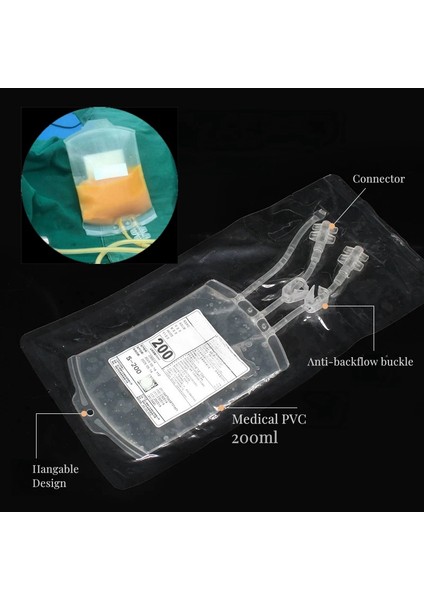10'lu Lot Paketi Tek Parça Otolog Yağ / Otolog Yağ Transfer Kağıdı Için 200ML Tıbbi Pvc Saklama Çantası (Yurt Dışından)