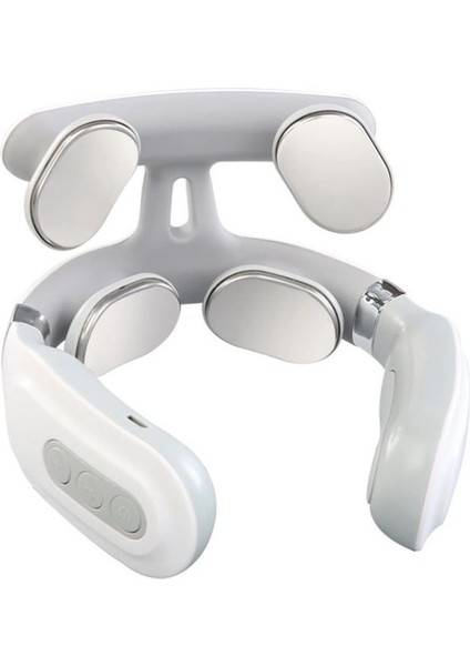 4. Kafalı Servikal Masaj USB Şarjı Akıllı Sesli Isıtma Masajı Beyaz (Yurt Dışından)