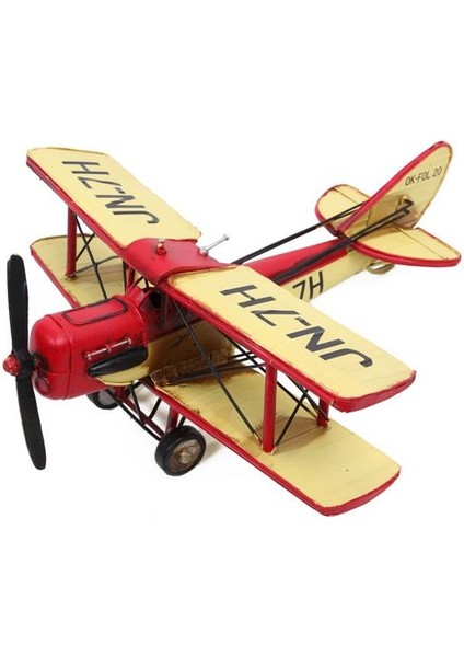 Dekoratif Metal Uçak Çift Kanatlı Biblo Dekoratif Hediyelik