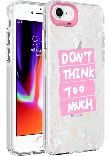 Apple iPhone 8 Kılıf Mermer Desenli Klcr Marbello Kapak-Pembe