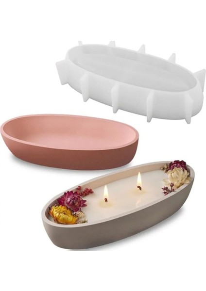 Luxury Tekne Model Mum Silikon Kalıp 22CM - Oval Kase, Tekne, Epoksi Reçine ve Alçı Kalıbı-Kod: 1266 1 Adet