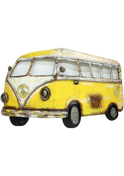 Minibüs Pano Sarı Vintage Dekoratif Ev Ofis Hediyelik