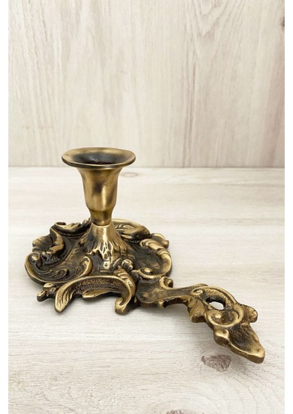 Luxury Pirinç Döküm Antik Sarı Rengi 21 cm Şinanay Mumluk Şamdan 1 Adet fiyatları