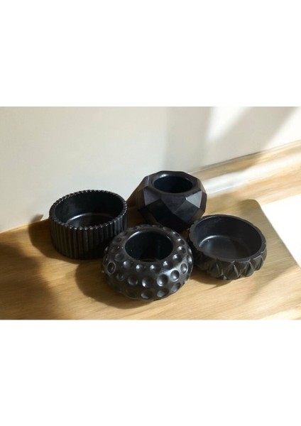 Luxury Dekoratif- Mumluk - Sukulent - Mini - Saksı Set 4 Lü Ev Dekorasyon - Yanında Inci Tozu Mum Hediyemiz 1 Adet