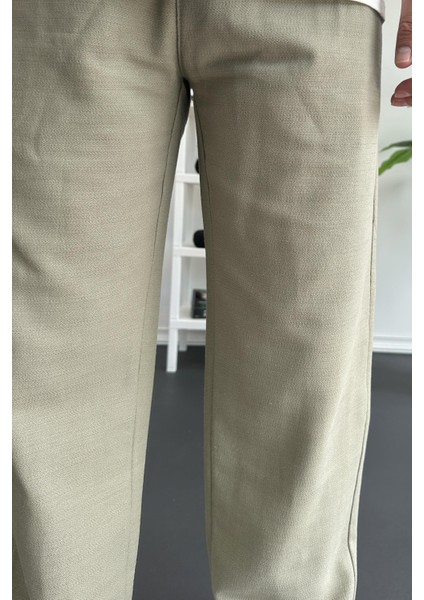 Erkek Beli Düğmeli Baggy Kalıp Pileli Pantolon Yeşil EDW357 indirimleri