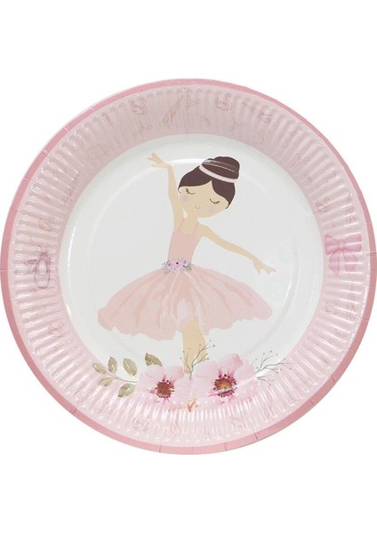 Balerin Temalı Tabak Karton Doğum Günü Tabağı 8'li fiyatları