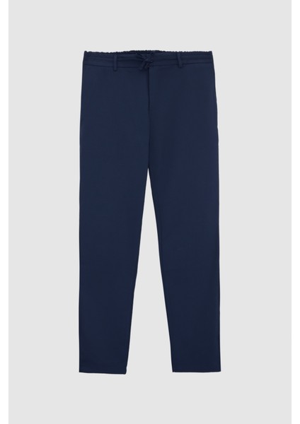 Ds Damat Slim Fit Açık Lacivert Beli Lastikli Ipli Fermuarlı Likralı Rahat Jogger Pantolon 2HC03ORTJGR01