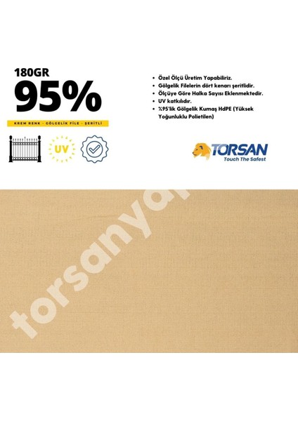 Gölgelik File – 180 gr 95LIK Premium Çit Perdesi – Krem Renk – Düz - 4 Metre x 6 Metre fiyatları
