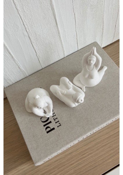 Luxury Yoga Figürleri 3 Lü Dekoratif Obje, Biblo Set 1 Adet