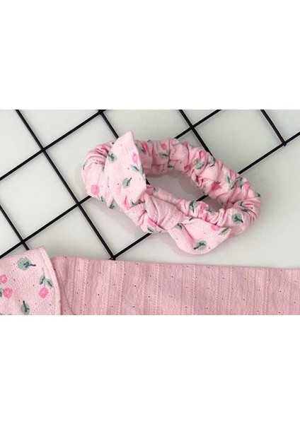 Necix's Bebe Pembe Çiçekli Bandanalı Kız Bebek Elbise