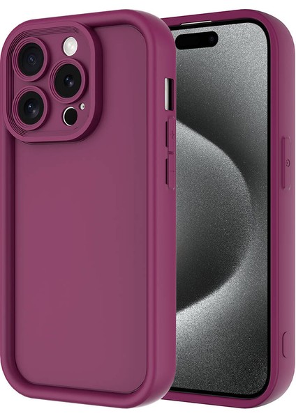 Apple iPhone 15 Pro Kılıf Kamera Korumalı Klcr Ananas Kapak-Mürdüm