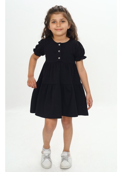 Kız Çocuk Önü Düğmeli Fırfırlı Elbise fırsatları