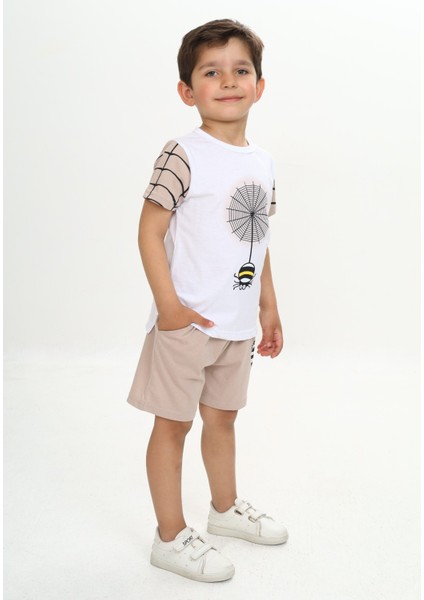 Erkek Çocuk Örümcek Detay Baskılı Şortlu Takım fiyatları