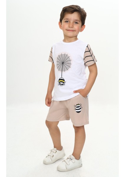 Erkek Çocuk Örümcek Detay Baskılı Şortlu Takım modelleri