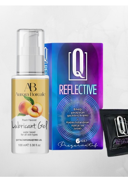 Şeftali Aromalı Jel 100 ml + Q Reflective 6'lı Kondom Hediyeli