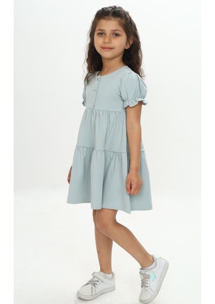 Kız Çocuk Önü Düğmeli Fırfırlı Elbise fiyatları