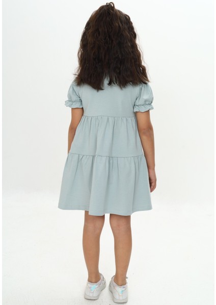 Kız Çocuk Önü Düğmeli Fırfırlı Elbise modelleri