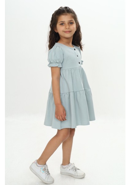 Kız Çocuk Önü Düğmeli Fırfırlı Elbise fırsatları