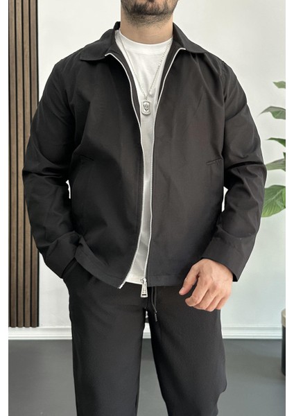Erkek Oversize Trenç Ceket Mevsimlik Siyah EDW360
