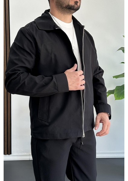 Erkek Oversize Trenç Ceket Mevsimlik Siyah EDW360 modelleri