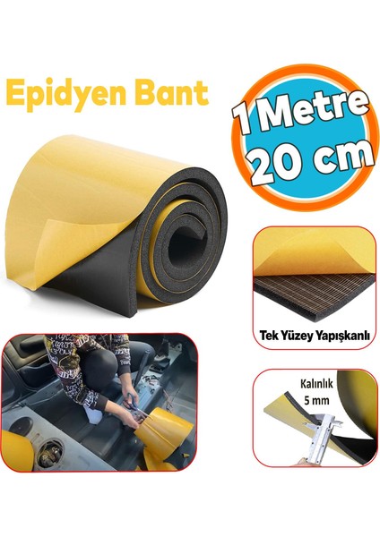 Yapışkanlı Oto Araç Ses Isı Yalıtım Izolasyon Bandı En:20 cm Kalınlık:5 mm Uzunluk 1 Metre Kauçuk