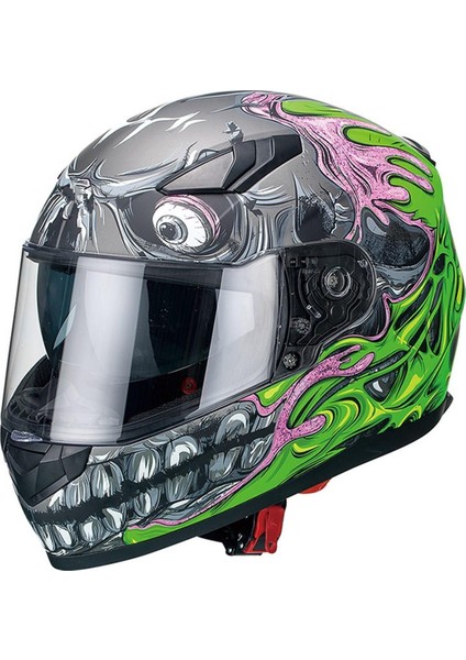 816 Mat Teeth Green Full Face Motosiklet Kaski