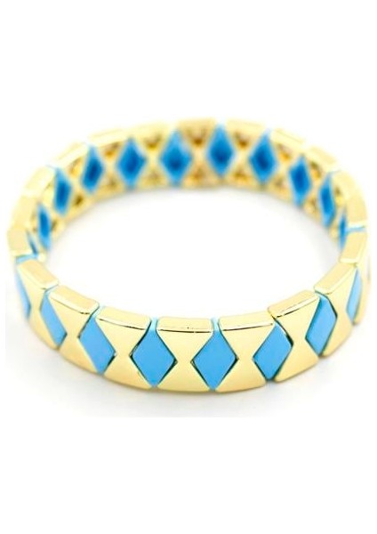 Lastikli Porselen Bilezik - Mavi