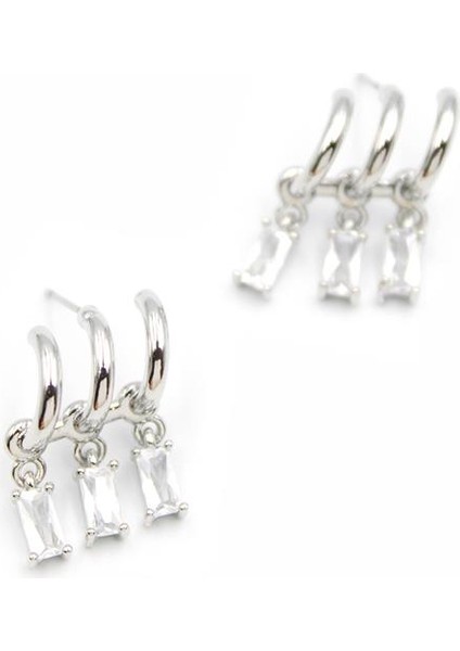 Küçük Baget Taşlı Küpe - Gümüş fiyatları