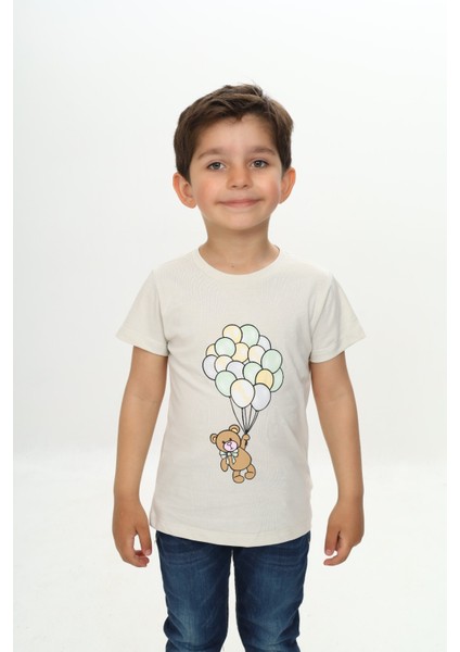 Erkek Çocuk Balonlu Ayı Baskılı Tişört