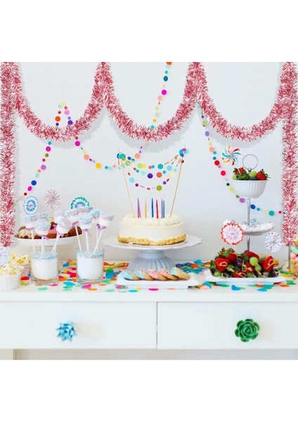 Parti İçin Sim Süs 2 Metre Uzunluk 8 Cm Genişlik Pembe Renk İthal