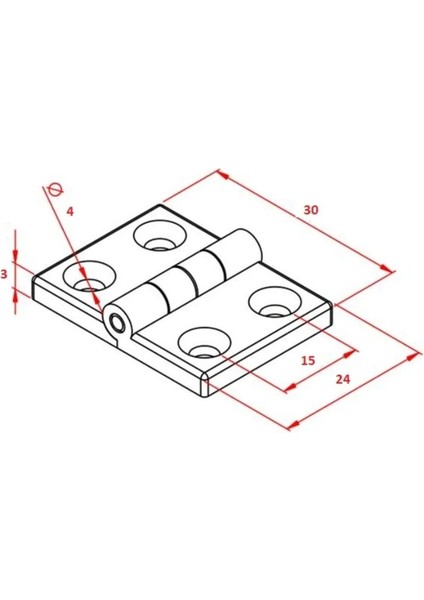 Siyah Plastik Yaprak Menteşe 24 * 30 ( 5 Adet )