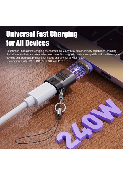 Pd 3.0 Hızlı Şarj Kablosu Kordon 240W Manyetik Tip C Adaptörü (Yurt Dışından) fırsatları
