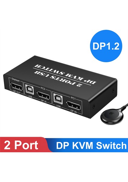 Dp Kvm Anahtarı 2 Port 8K@30Hz Displayport1.2 Anahtarı 2 Giriş 1 Çıkış (Yurt Dışından) fırsatları