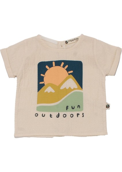 Erkek Bebek Ekru Haki Güneş Fun Outdoors Yazılı 2'li Takım - 1015770