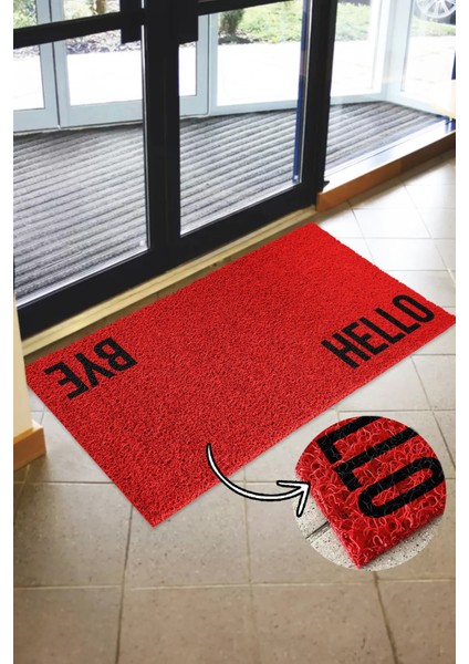 Hello Bye Baskılı Kıvırcık Paspas Işyeri Paspası Ev Paspası