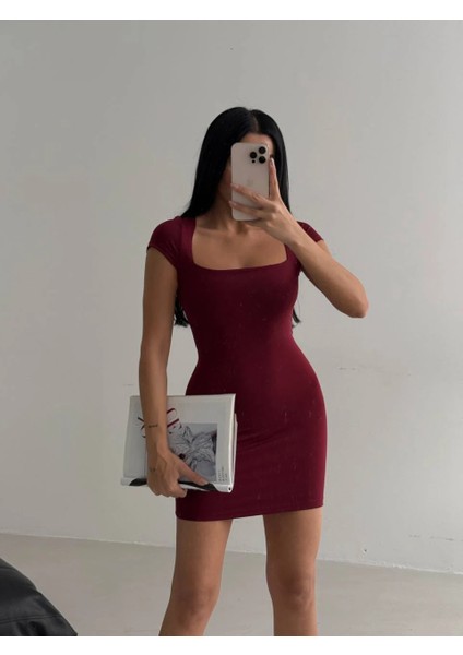 Kamari Kare Yaka Mini Elbise