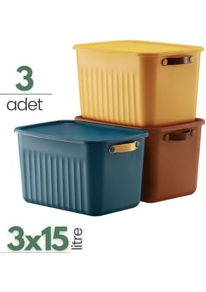 Rom Adet Düzenleyici Kapaklı Kutu, Dekoratif Saklama Kutusu, Organizer (Mix-1, 15 Litre) Romshp
