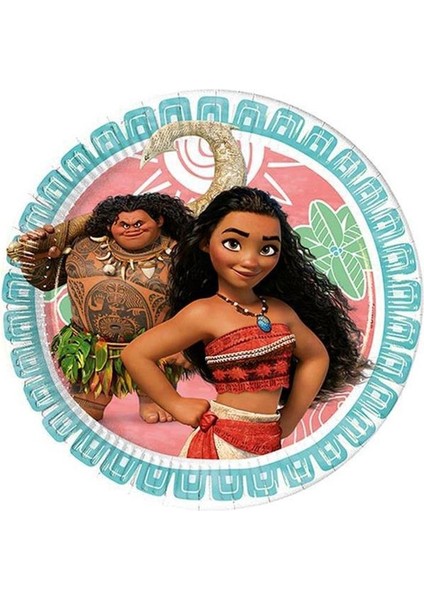 Moana Temalı Tabak Doğum Günü Karton Tabak 8'li