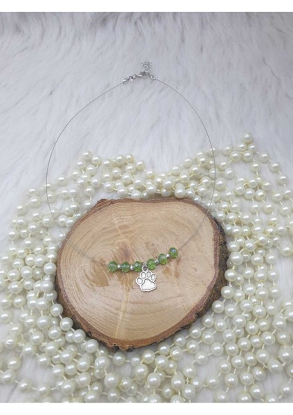 Luxury Kararmaz/kristal Boncuklu Kedi Patisi Objeli Kolye/misinalı Çelik Telli Kolye/hediyelik 1 Adet