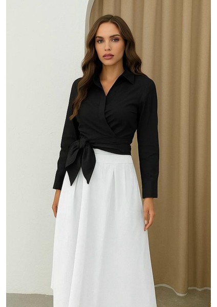 Siyah Bağlamalı Gömlek