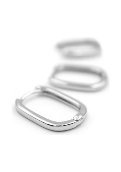 3'lü Taşsız Oval Halka Küpe - Gümüş