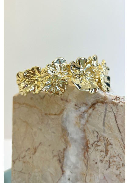 Vıntage Çiçek Bilezik Açık Sarı