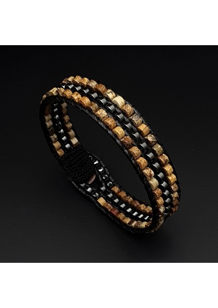 Doğal Taş Bileklik, Jasper ve Hematit Tarz Bileklik, Tasarım Bileklik, Erkek Bileklik, Kadın Bileklik