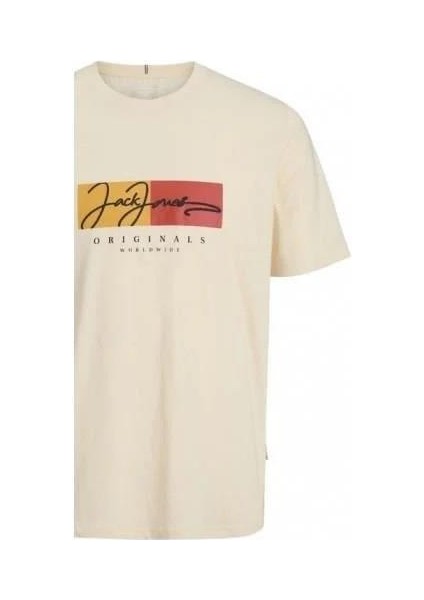 JACK&JONES JORFREDERIKSBERG BOX SCRIPT TEE SS CN LN SIFIR YAKA T-SHIRT