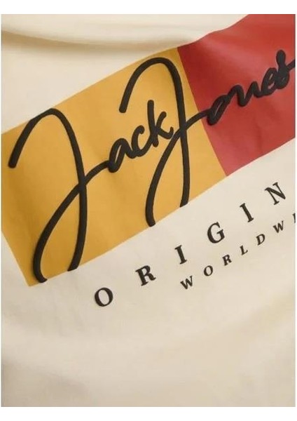 JACK&JONES JORFREDERIKSBERG BOX SCRIPT TEE SS CN LN SIFIR YAKA T-SHIRT