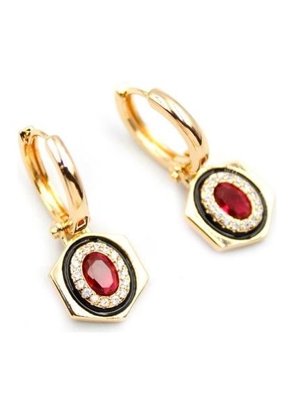 Taşlı Küpe - Pembe