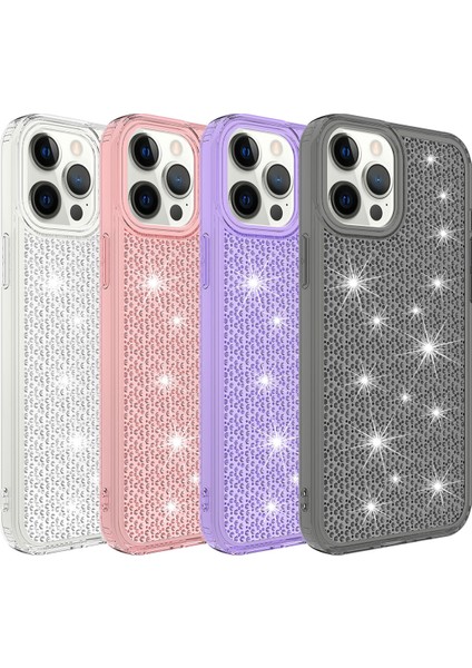 Apple iPhone 12 Pro Max Kılıf Airbagli Parlak Tasarımlı Klcr Snow Kapak-Mor