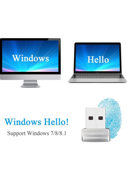 Windows 10/11 Hello Için USB Parmak Izi Okuyucu Modülü (Yurt Dışından)